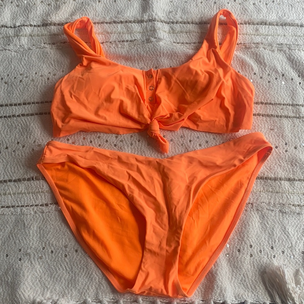 Neon Orange Bikini Size Top Large Bottom Xlarge
